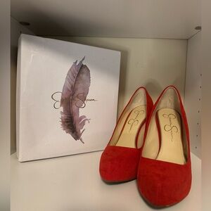 Jessica Simpson High Heel Shoes - Red Muse Microsuede Size 9